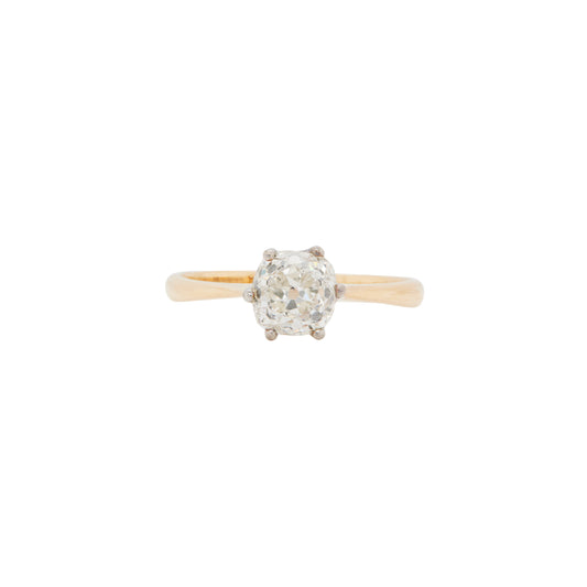 1.08ct Old Mine Cut Diamond Solitaire Engagement Ring in 18ct Gold, c.1930-40s