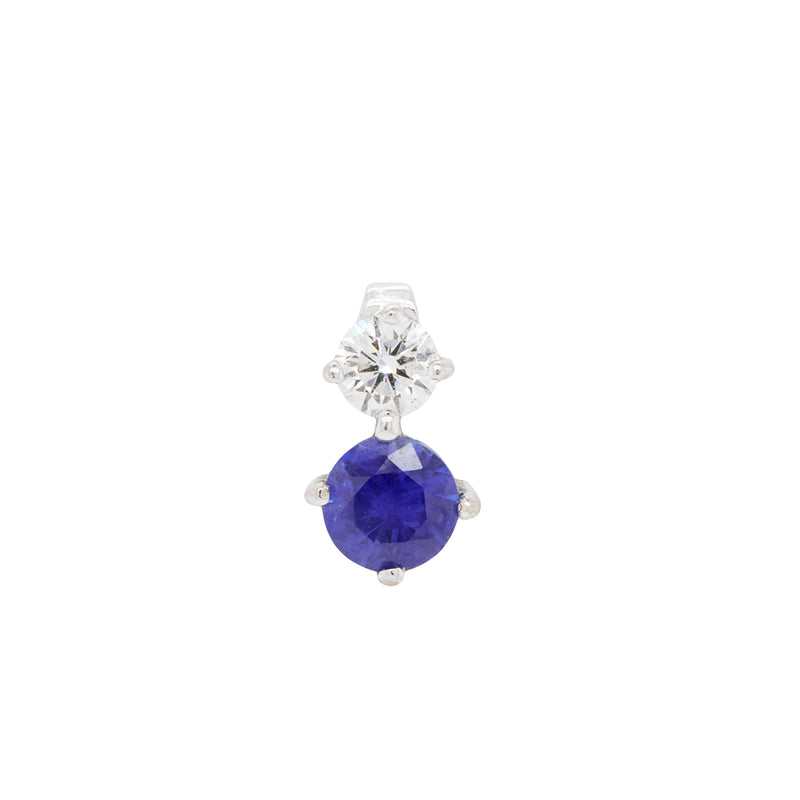 Blue Sapphire and Diamond 18 Carat White Gold Pendant Necklace