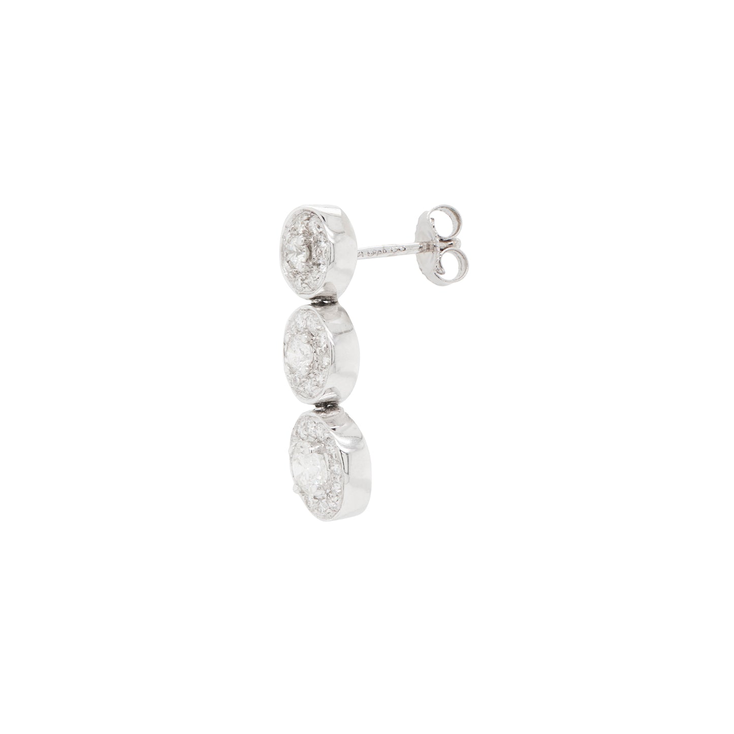 Diamond Graduated Triple Halo Cluster Drop Earrings in 18 Carat White Gold