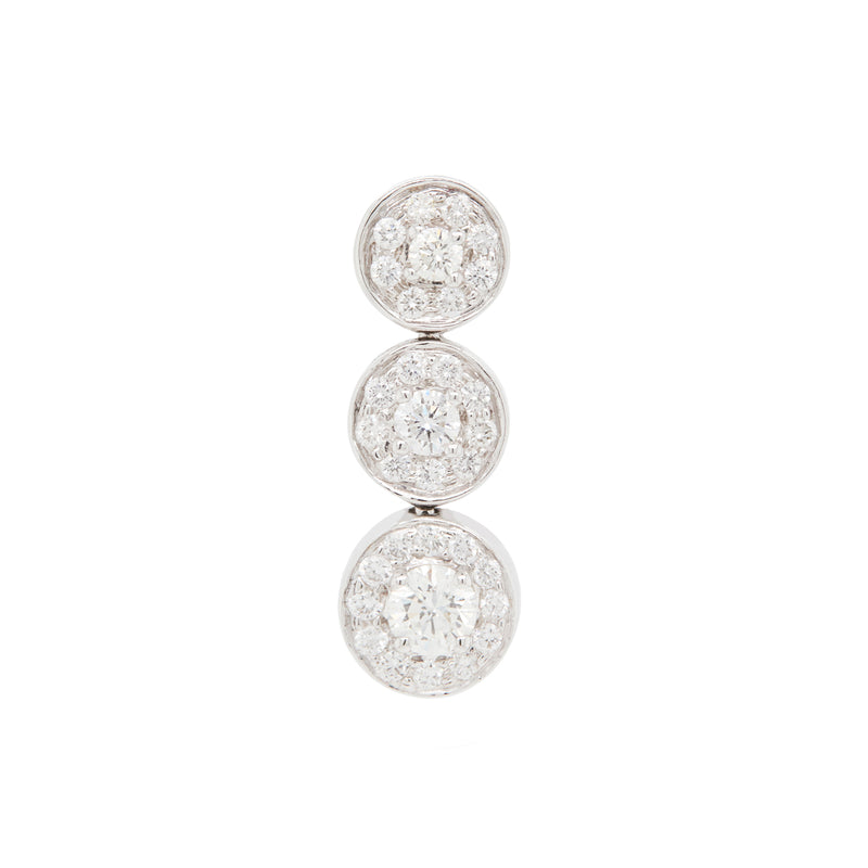 Diamond Graduated Triple Halo Cluster Drop Earrings in 18 Carat White Gold