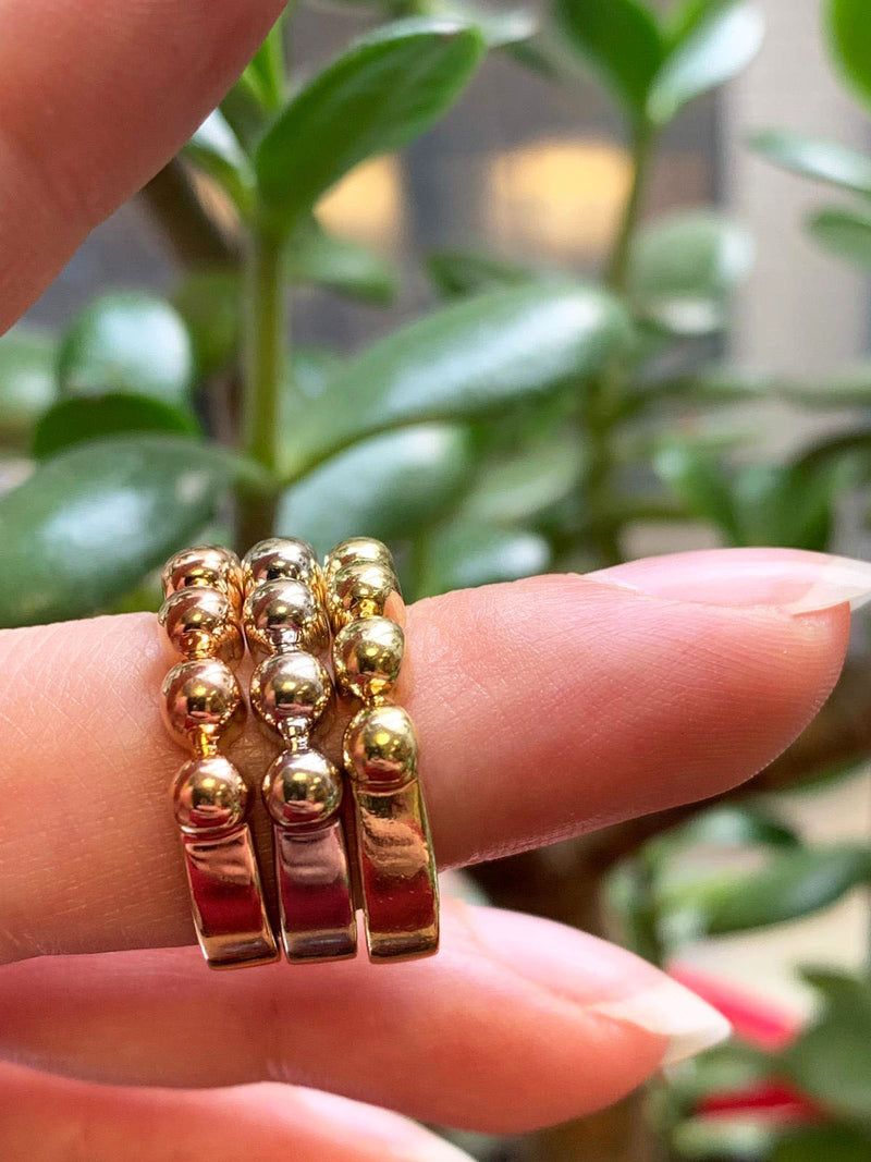 18 Carat White, Yellow and Rose Gold Stackable Bubble Rings