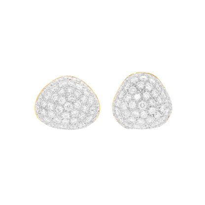 18 Carat White and Yellow Gold Diamond Bombé Cluster Asymmetric Stud Earrings