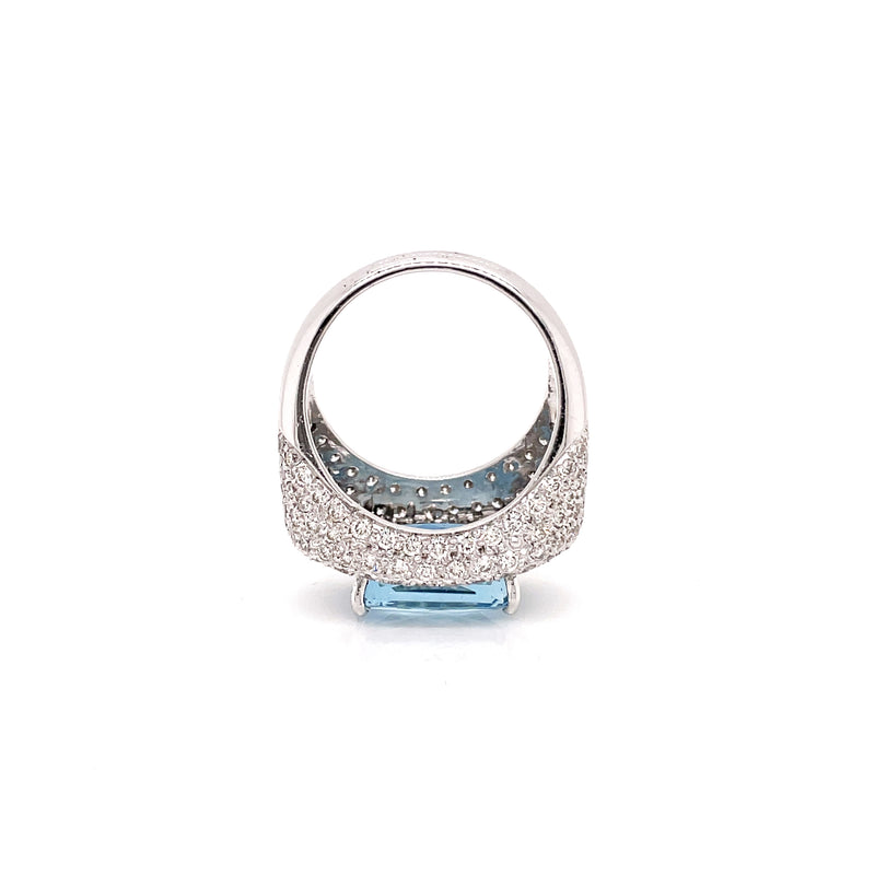 4.60ct Aquamarine and Diamond 18 Carat Gold Bombé Cluster Cocktail Ring