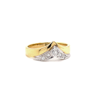Diamond 18 Carat White and Yellow Gold Wishbone Ring