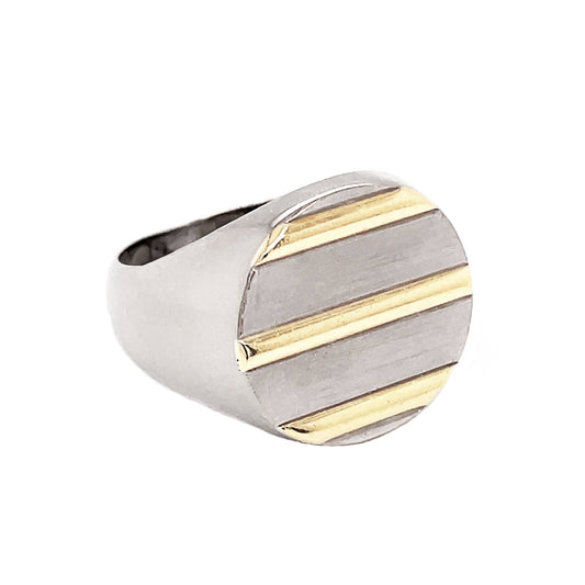 Vintage Piaget 18 Carat White and Yellow Gold Polo Signet Ring