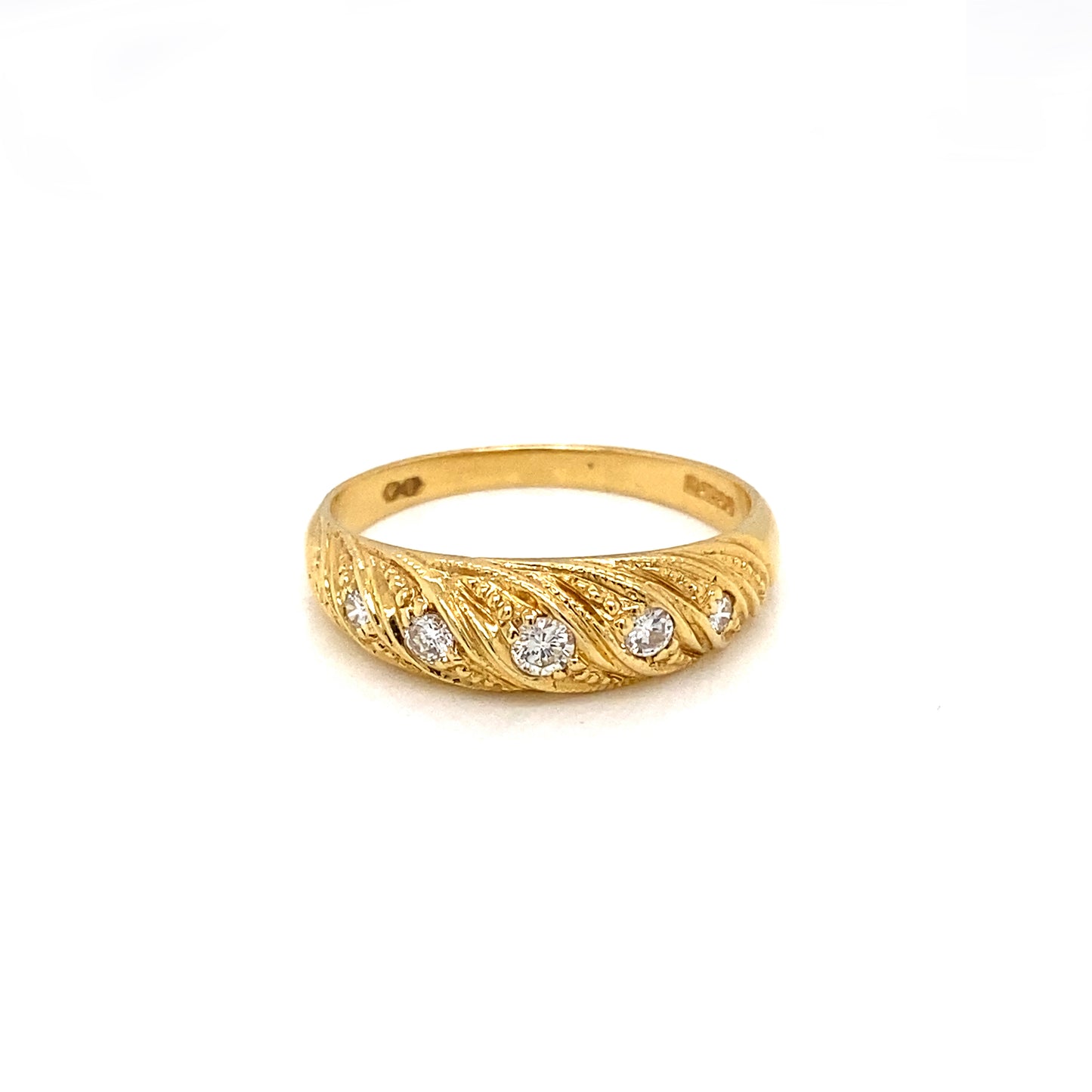 18ct Yellow Gold Five Stone Diamond Vintage Twist Ring