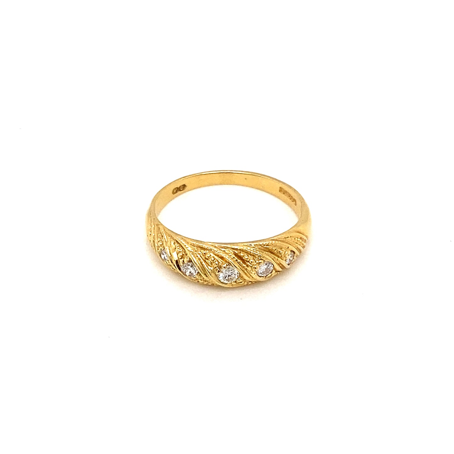 18ct Yellow Gold Five Stone Diamond Vintage Twist Ring