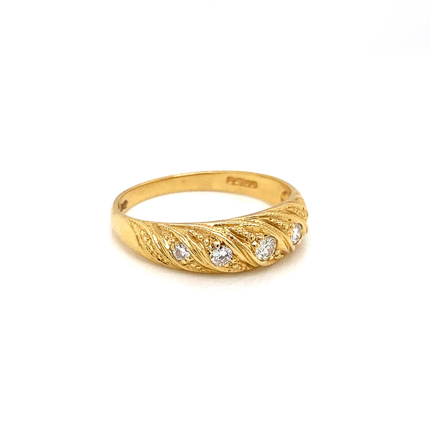 18ct Yellow Gold Five Stone Diamond Vintage Twist Ring