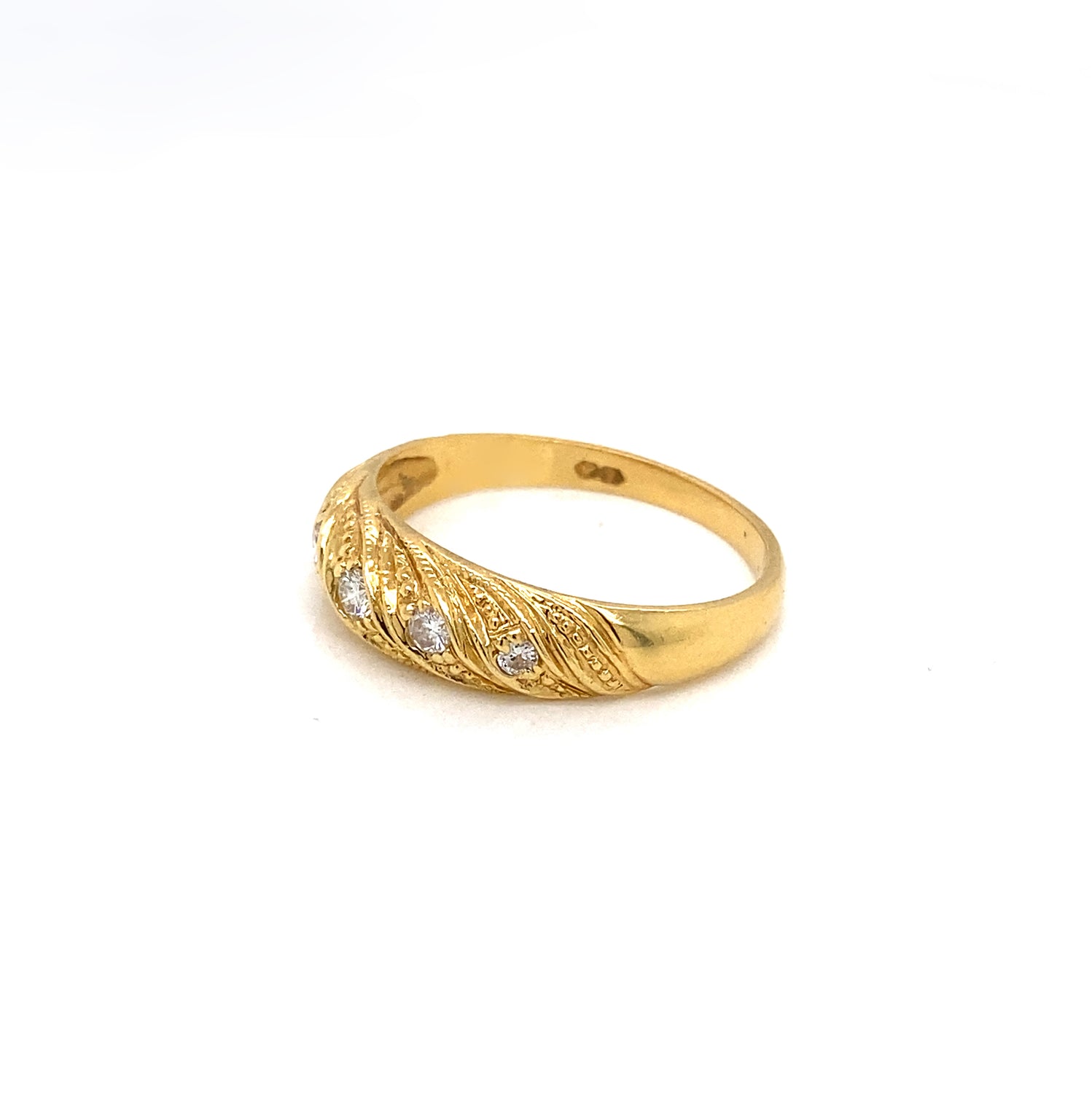 18ct Yellow Gold Five Stone Diamond Vintage Twist Ring