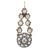Diamond Cluster Silver on 14 Carat Gold Victorian Style Drop Earrings