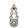 Diamond Cluster Silver on 14 Carat Gold Victorian Style Drop Earrings