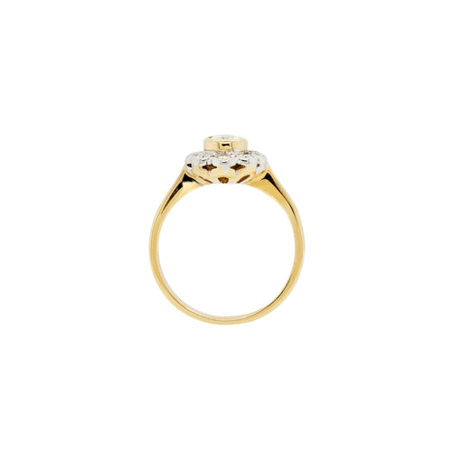 18 Carat White & Yellow Gold Pear Shape Diamond Coronet Cluster Engagement Ring