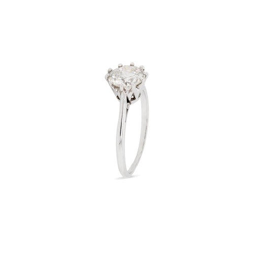 1.65ct Old Cut Diamond Palladium & 18 Carat White Gold Solitaire Engagement Ring