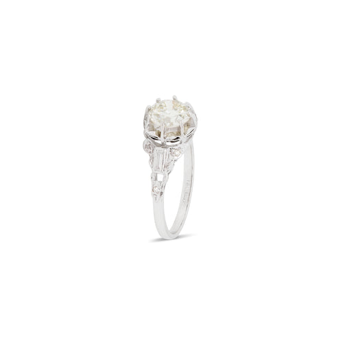 1.48ct Old Cut Diamond and Platinum Art Deco Vintage Engagement Ring