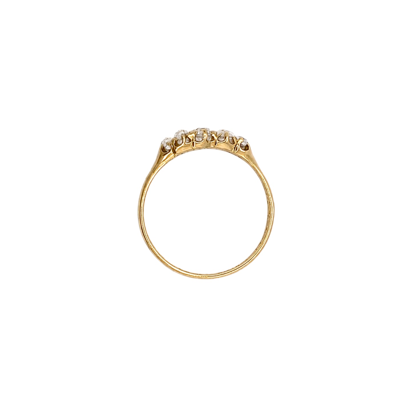 Late Victorian Old Cut Diamond 18 Carat Yellow Gold Five-Stone Ring, c.1870s