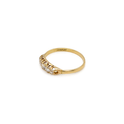 Late Victorian Old Cut Diamond 18 Carat Yellow Gold Five-Stone Ring, c.1870s