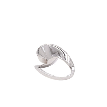Pearl and Diamond 18 Carat White Gold Crossover Cocktail Ring