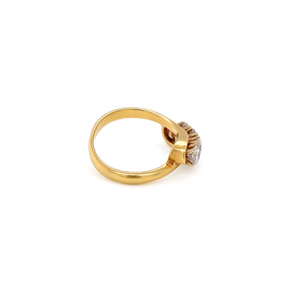 Vintage Diamond and 18 Carat Yellow Gold Four-Stone Crossover Dress Ring