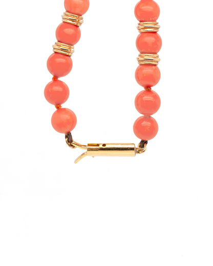 Coral and 18 Carat Yellow Gold Bead Necklace