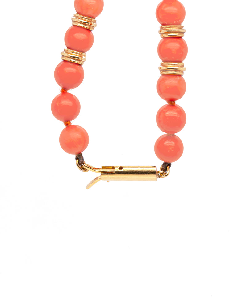 Coral and 18 Carat Yellow Gold Bead Necklace