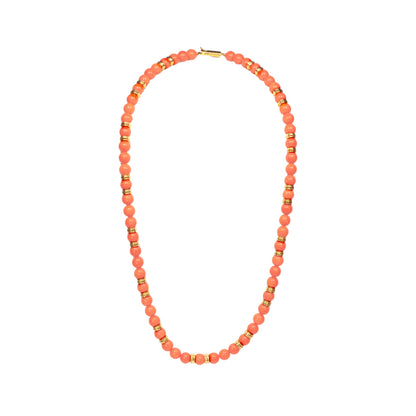 Coral and 18 Carat Yellow Gold Bead Necklace