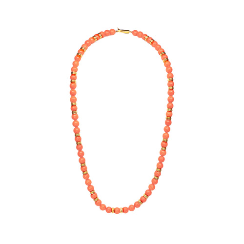 Coral and 18 Carat Yellow Gold Bead Necklace