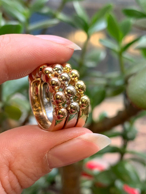 18 Carat White, Yellow and Rose Gold Stackable Bubble Rings