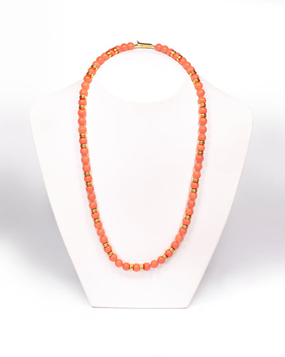 Coral and 18 Carat Yellow Gold Bead Necklace