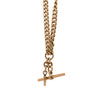 A rose gold antique Albert chain necklace with two lobster clasps and a T-bar and bolt ring.