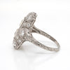 art deco platinum dress ring side view with markings
