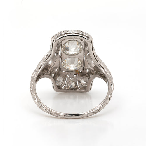 clasp detail of art deco platinum dress ring
