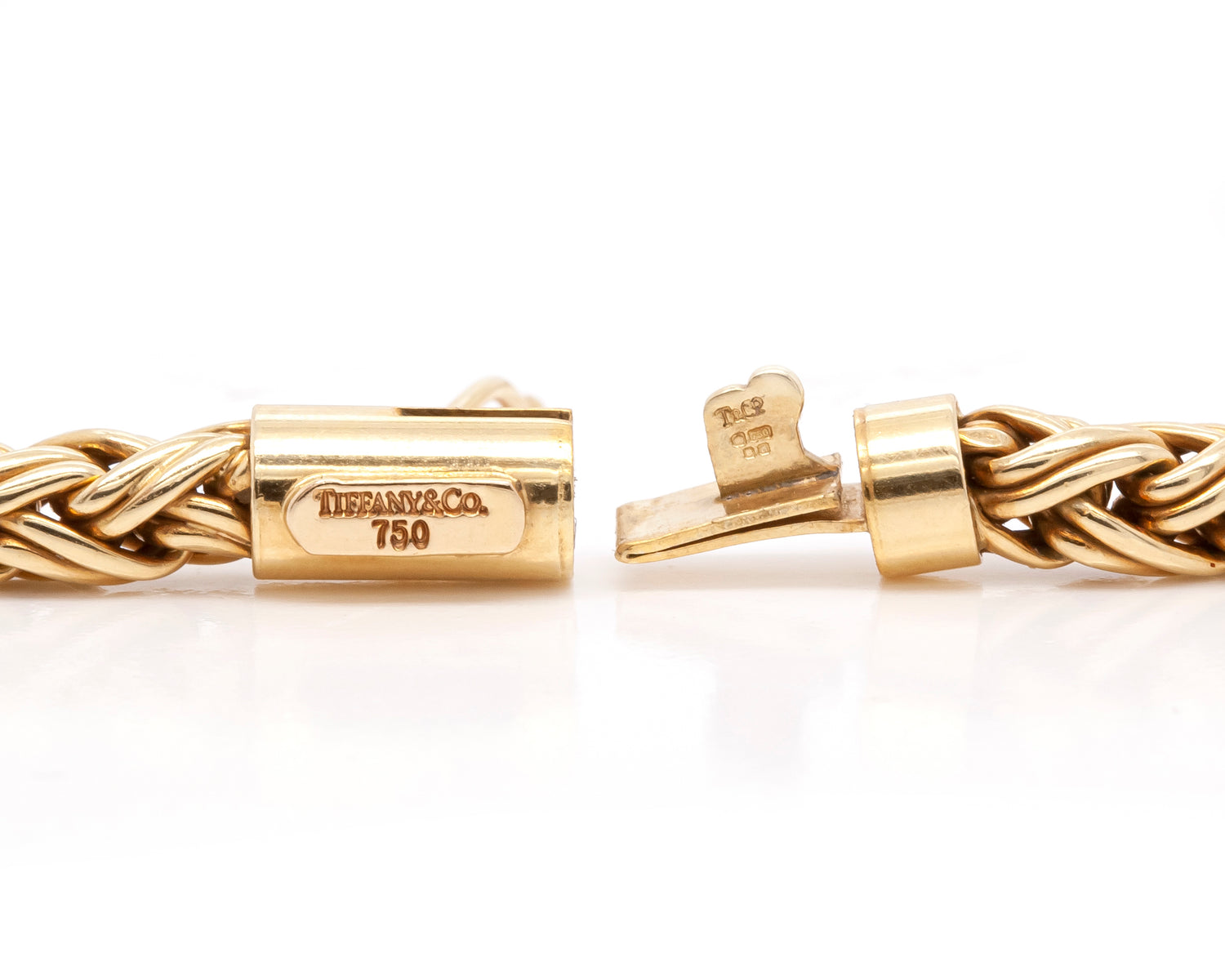 Tiffany & Co. 18 Carat Yellow Gold Braided Wheat Chain Bracelet