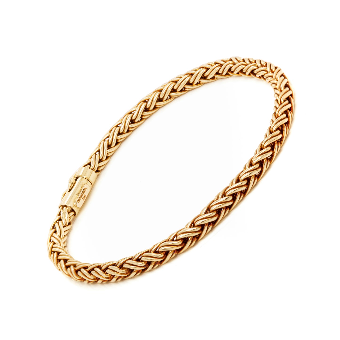 Tiffany & Co. 18 Carat Yellow Gold Braided Wheat Chain Bracelet