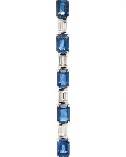 Sapphire and Diamond 18 Carat White Gold Tennis Bracelet