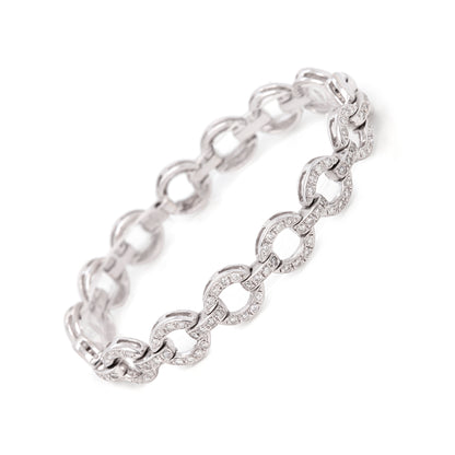 Diamond 18 Carat White Gold Circular Link Bracelet