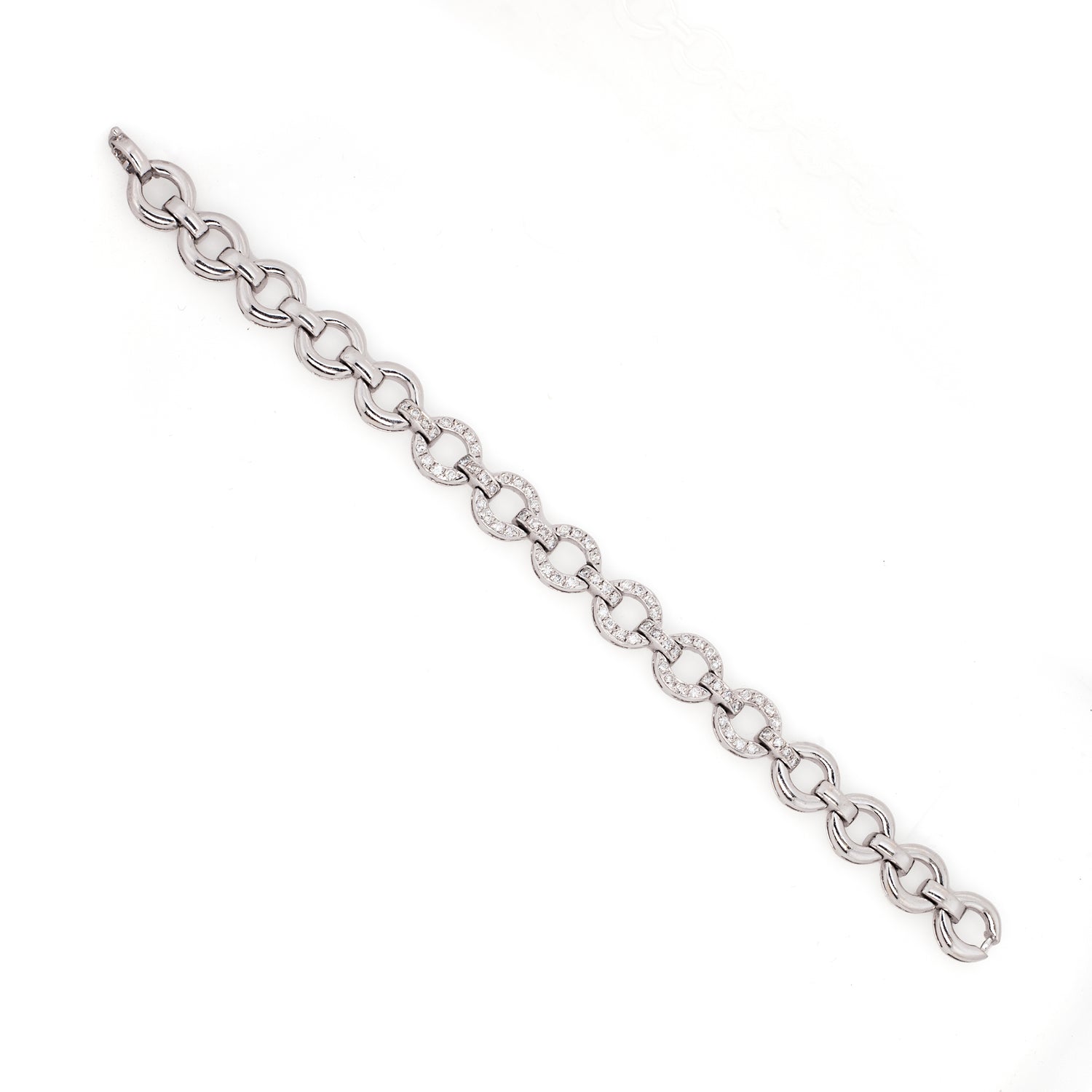 Diamond 18 Carat White Gold Circular Link Bracelet