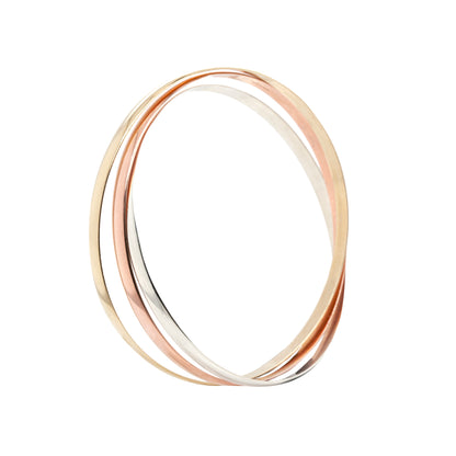 9ct Yellow, Rose and White Gold Trinity Bangle