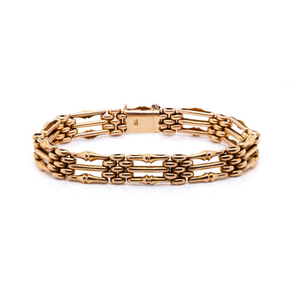 Antique 15 Carat Yellow Gold Gate Link Bracelet, Circa 1900