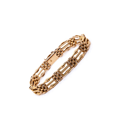 Antique 15 Carat Yellow Gold Gate Link Bracelet, Circa 1900