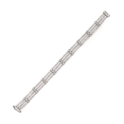 18 Carat White Gold Three Row Diamond Bracelet