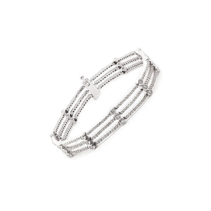 18 Carat White Gold Three Row Diamond Bracelet
