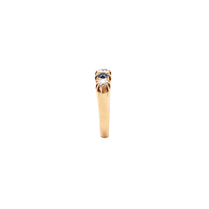 Antique Blue Sapphire and Old Cut Diamond 18ct Yellow Gold Five-Stone Ring