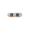 Antique Blue Sapphire and Old Cut Diamond 18ct Yellow Gold Five-Stone Ring