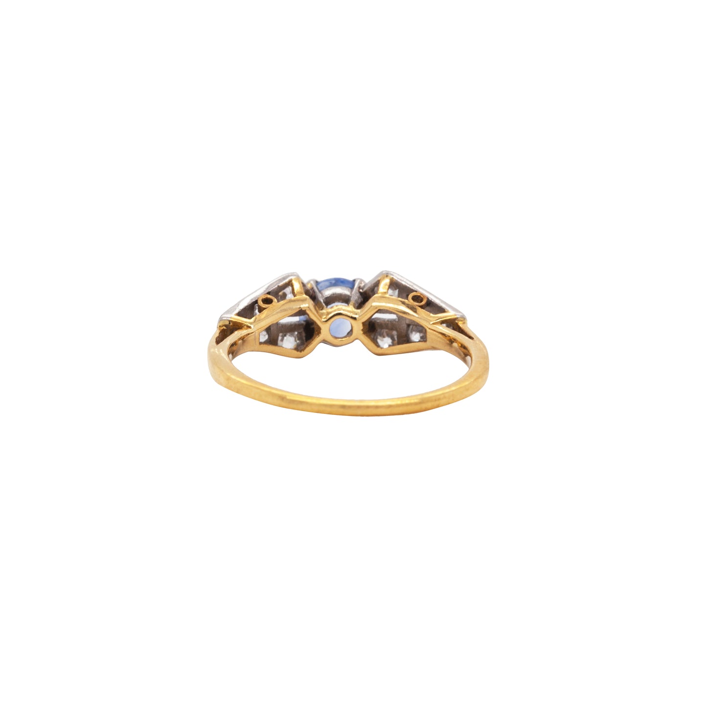 18ct Yellow Gold and Platinum Sapphire and Diamond 1930s Engagement Ring