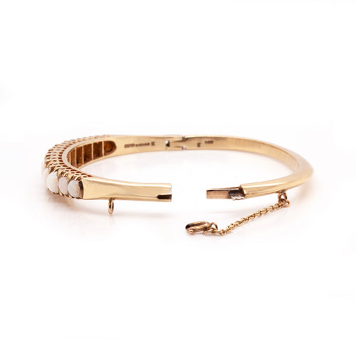 Vintage 9ct Yellow Gold Opal and Diamond Bangle