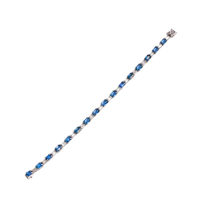 Sapphire and Diamond 18 Carat White Gold Tennis Bracelet