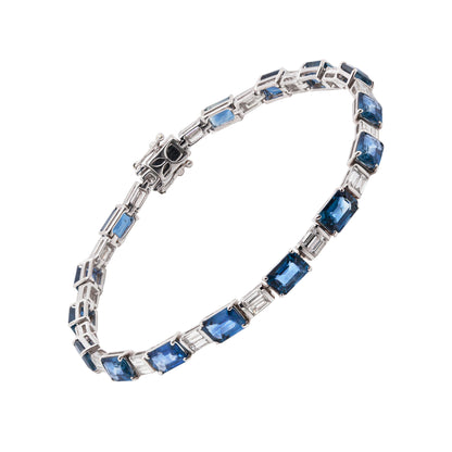 Sapphire and Diamond 18 Carat White Gold Tennis Bracelet