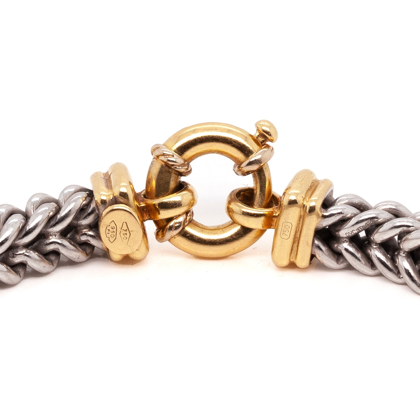 Platinum and 18 Carat Yellow Gold Franco Link Chain Bracelet