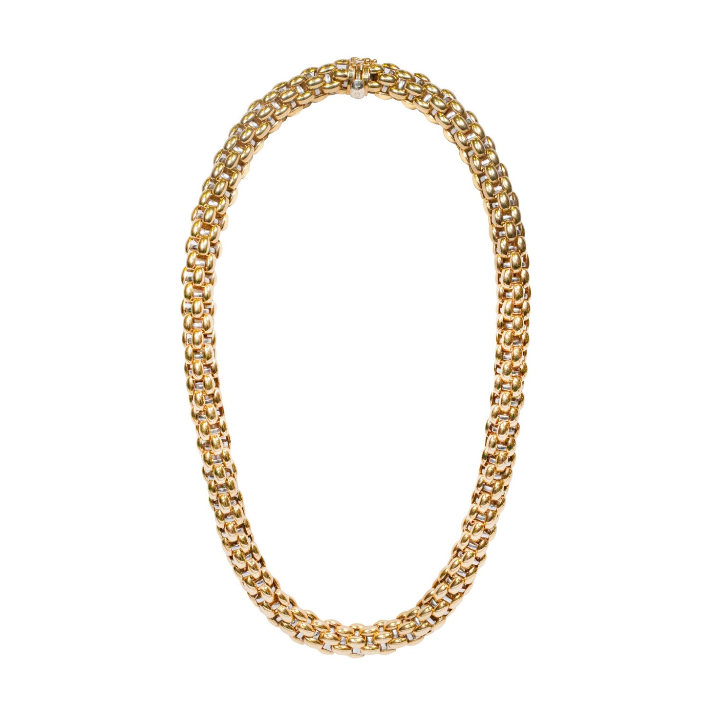 18 Carat Yellow and White Gold Woven FOPE Choker Necklace