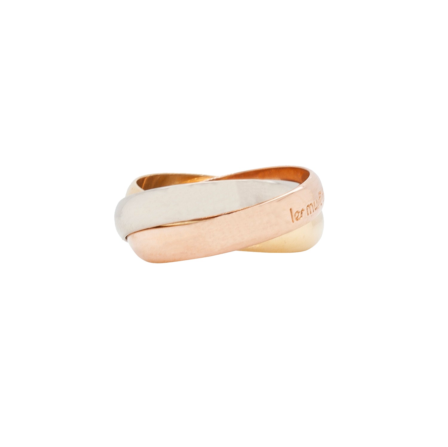 Les Must de Cartier Trinity Tri-Color 18K White, Yellow & Rose Gold Band Ring